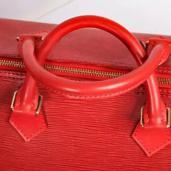 Louis Vuitton Epi Speedy 35 Red Satchel Handbag with Lock + Original Storage Bag - Picture 3 of 13